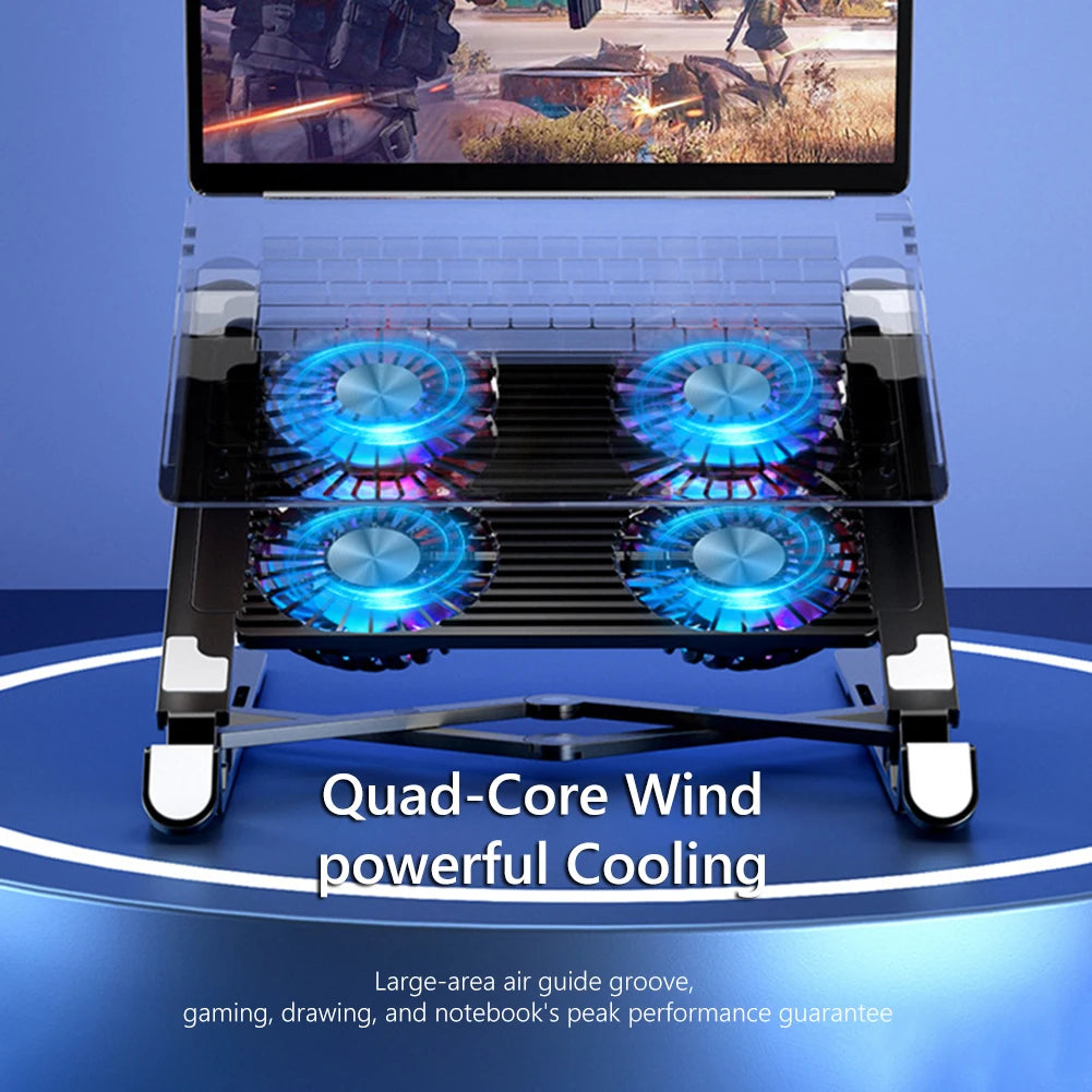Laptop Cooling Pad with 2/4 Fans Foldable Notebook Stand RGB Silent Gaming Laptop Cooler Fan 7 Height for 11-17.3 Inch Notebook
