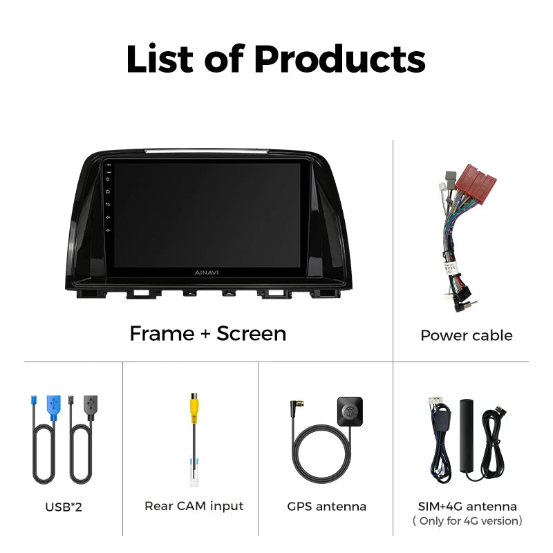 Ainavi Car Multimedia Player For Mazda 6 GJ Atenza 2013 2014 2015 Touring Sport GT wireless Carplay Android Auto 4G Wifi 2din