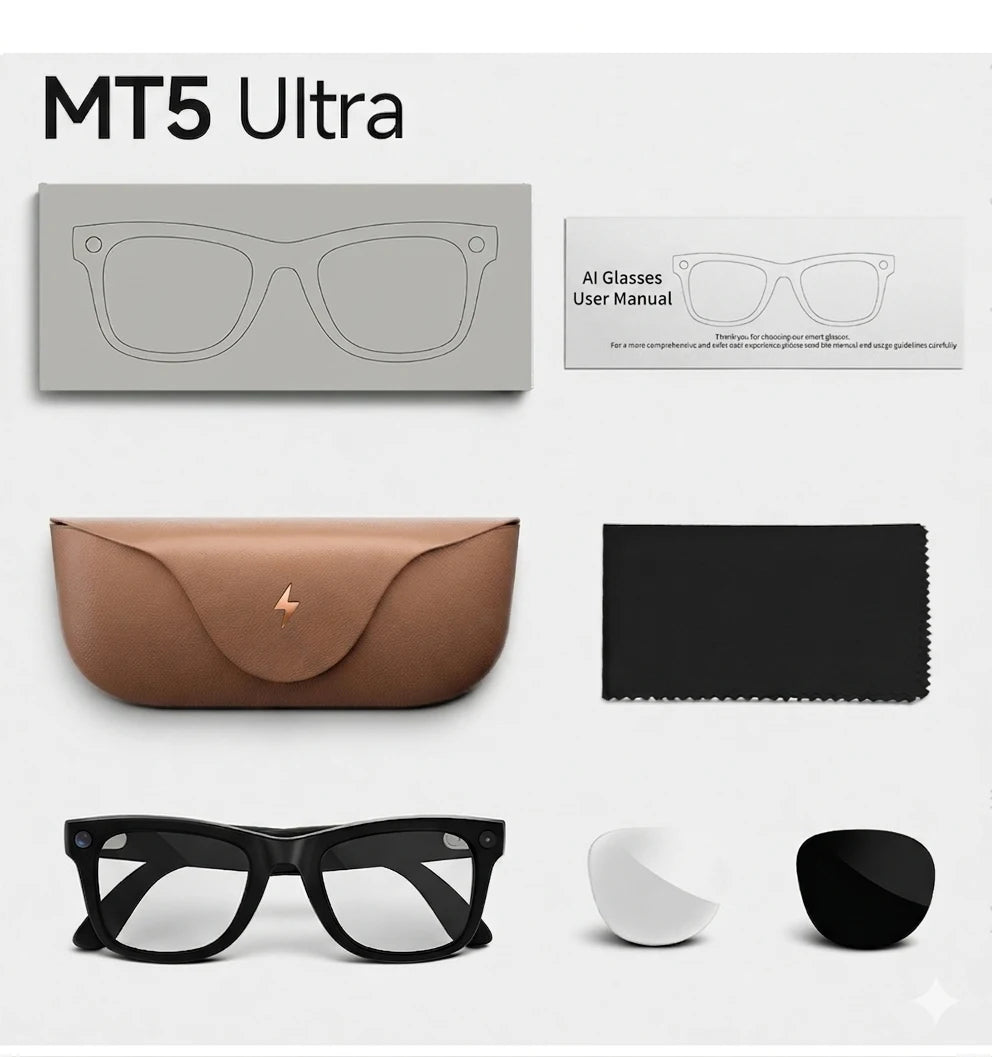 AI Smart Glasses NEW MT5 Ultra Real-time Translation Glasses 800W Pixel Camera Photo Video Recording Smart Wearable Devices
