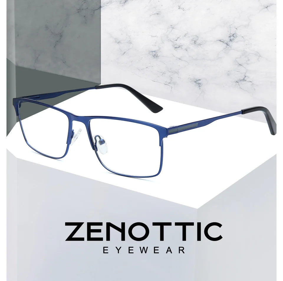 ZENOTTIC Titanium Progressive Prescription Glasses Men Square Anti Blue Light Photochromic Eyewear Optical Myopia Eyeglasses