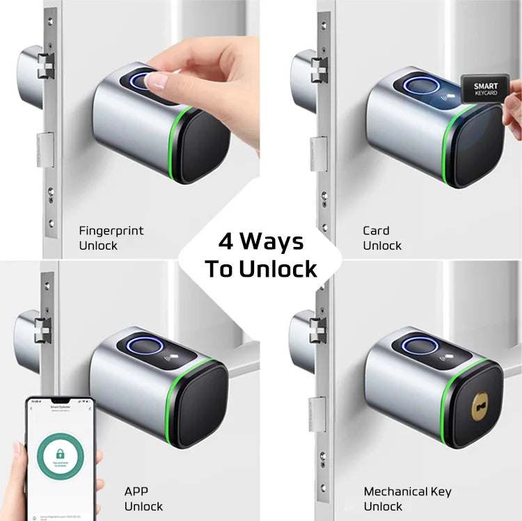 Euro Tuya Smart Fingerprint Electronic lock with Cylinder Tuya BLE Smart Euro lock Lock fechadura APP Remote Control Key Unlock