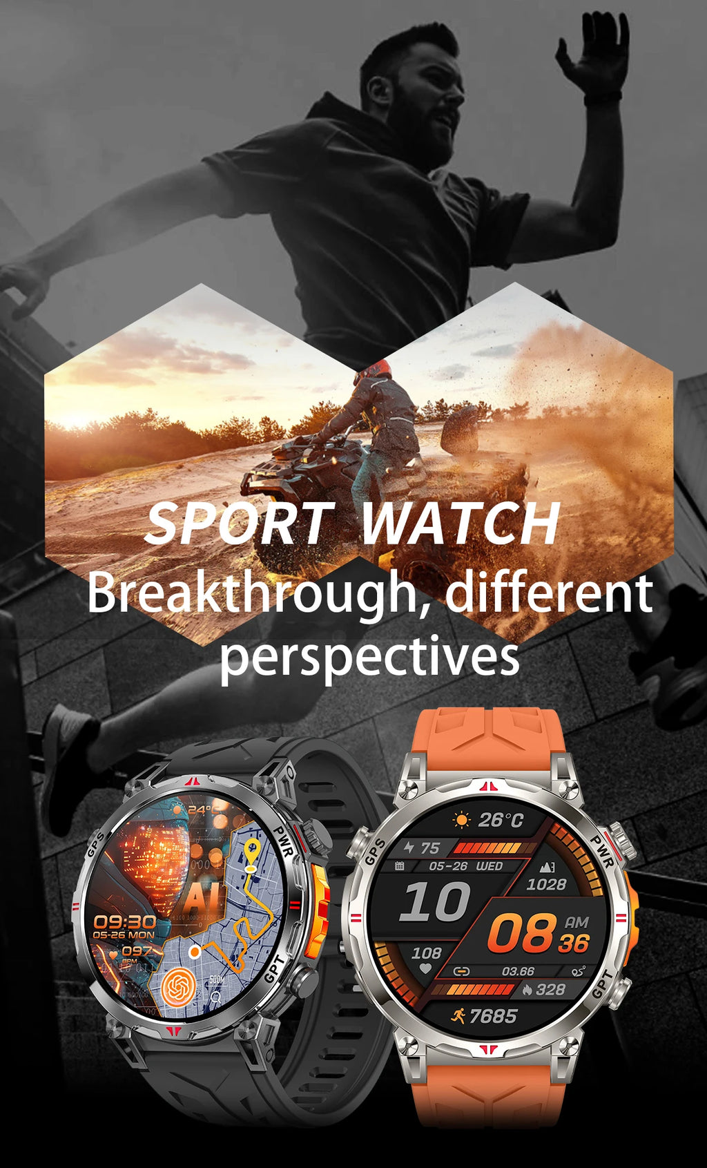 2026 New Outdoor GPS Sports Smartwatches Men Compass 10ATM Waterproof 24/7 Health Monitoring Chat GPT Bluetooth Call Smart Watch