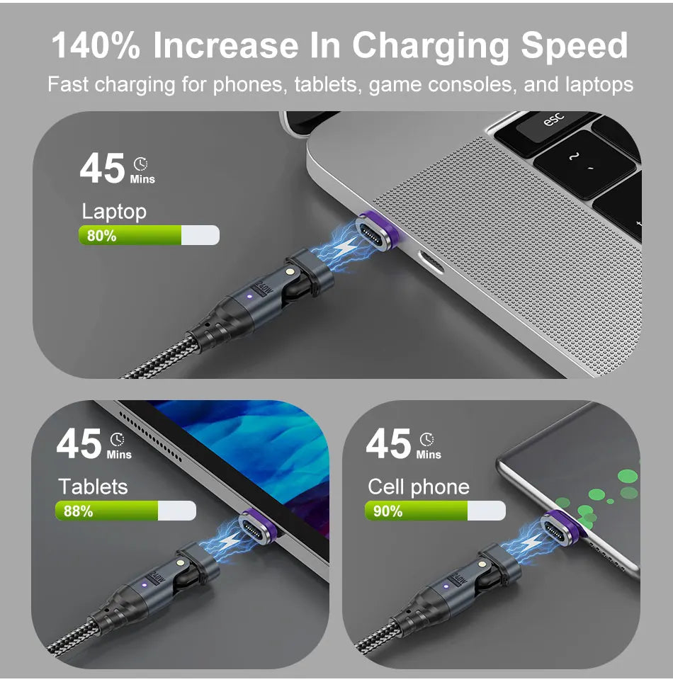 240W 6 in 1 PD3.1 Magnetic Cable Micro USB C to Type C Cable 6A Fast Charging for Macbook iPad iPhone 17 16 Samsung Xiaomi