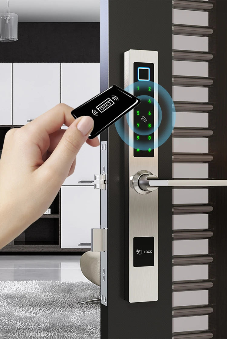 ZHDCOOKEY Electronic European Waterproof Bluetooth TTlock Fingerprint IC Card Password Digital Smart Door Lock For Aluminum Door