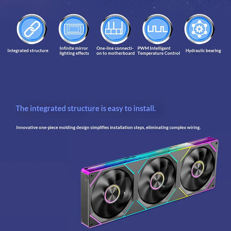 WJCOOLMAN Starlink 360/240/120 conjoined PC fan ARGB PWM Speed Control Computer Silent Case Integrated Fan easy to install
