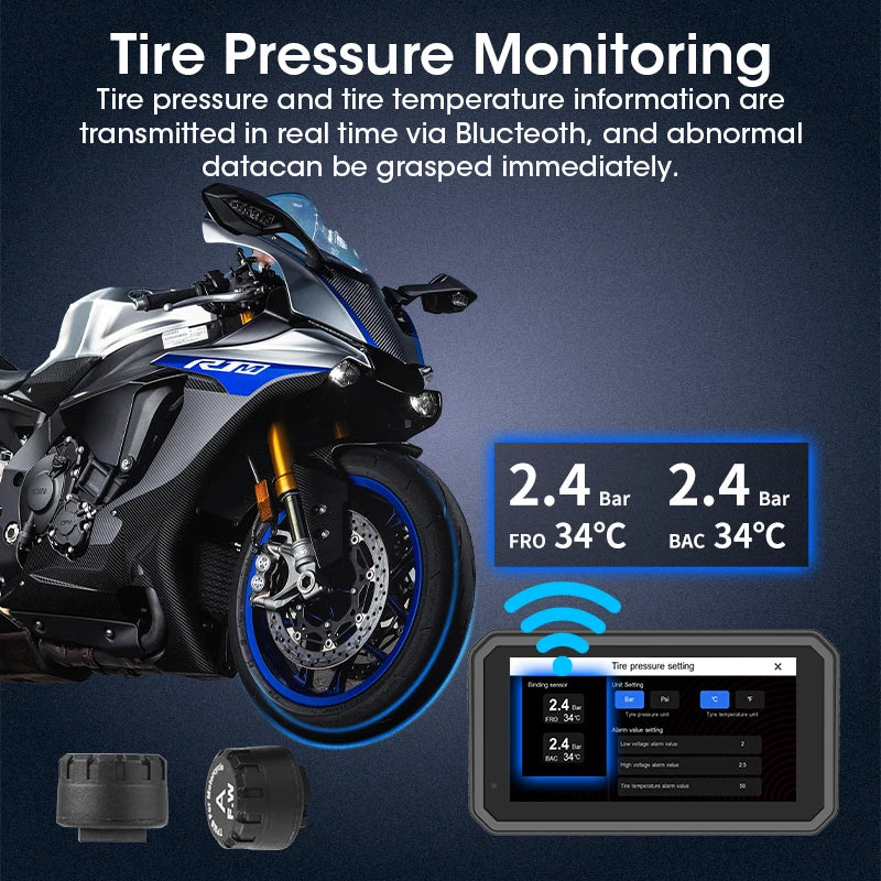 Jansite 5/6.25'' GPS for Motorcycles Carplay DVR Navigation Display Screen Android Auto Moto Accrssories IP67 Waterproof Monitor