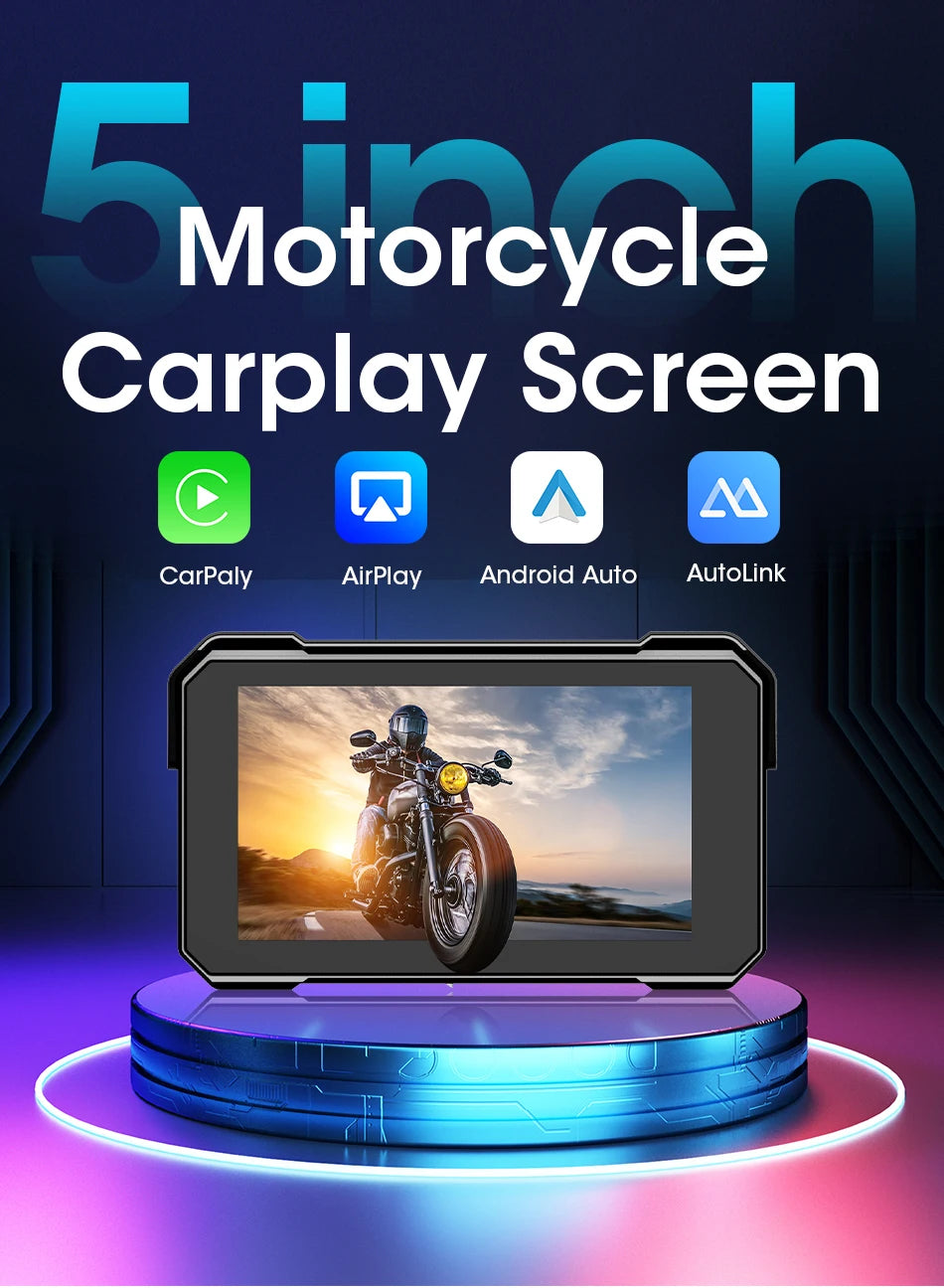 Jansite Motorcycle Display Screen Carplay Moto Navigation Portable Digital Dashboard Motobike Android Auto Waterproof BT Monitor