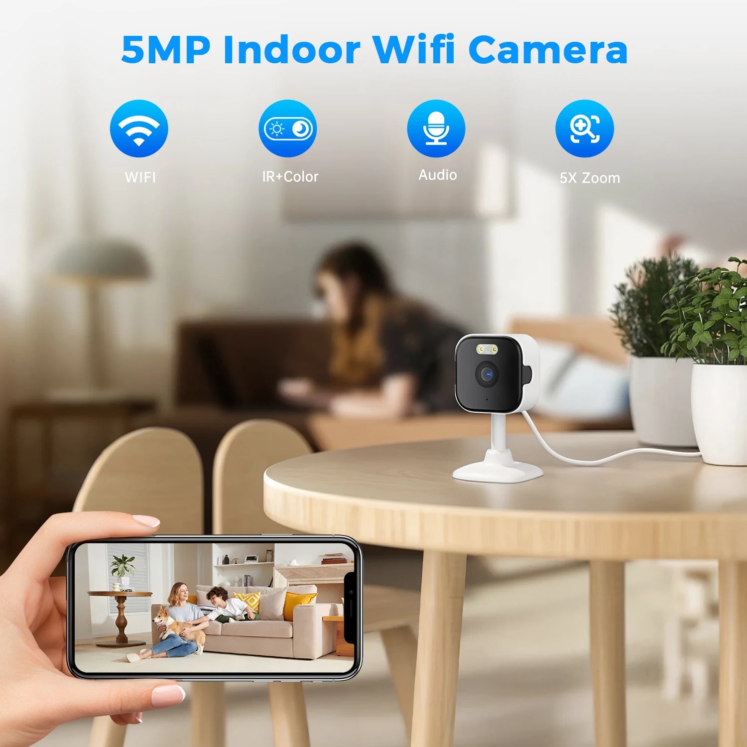 BESDER 5MP Mini Cube Camera Wifi Indoor Two Way Audio Human Detection Home 3MP CCTV Security IP Camera 2MP 5X Zoom O-Kam Pro APP