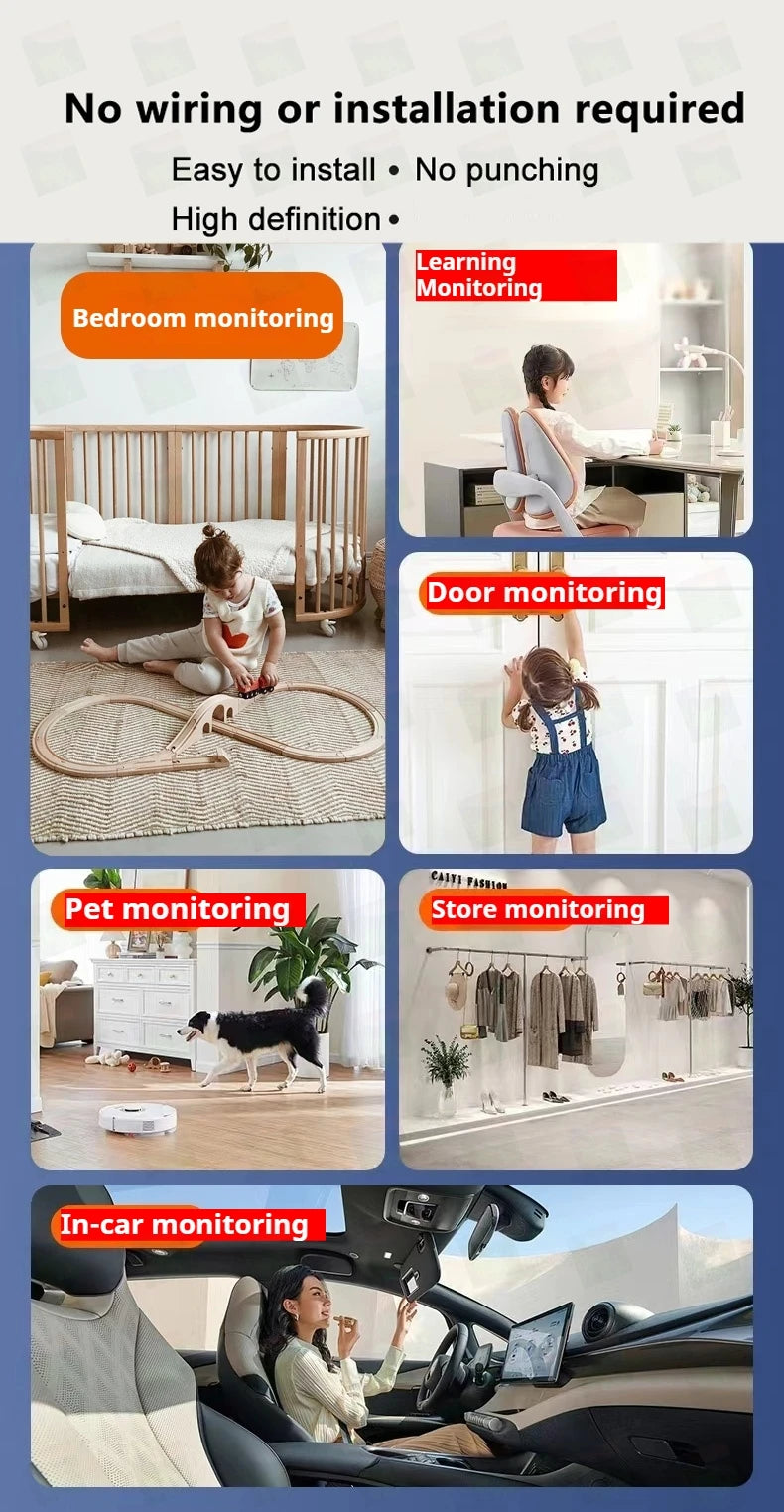 Q Brand Ultra-High Definition Small Camera Wireless Monitor Home Wifi Remote Mobile Phone 360-Degree Panoramic Mini Photography Indoor Home Connected Plug-In-Free Cat Eye Non-Micro Non-Invisible Non-Hidden