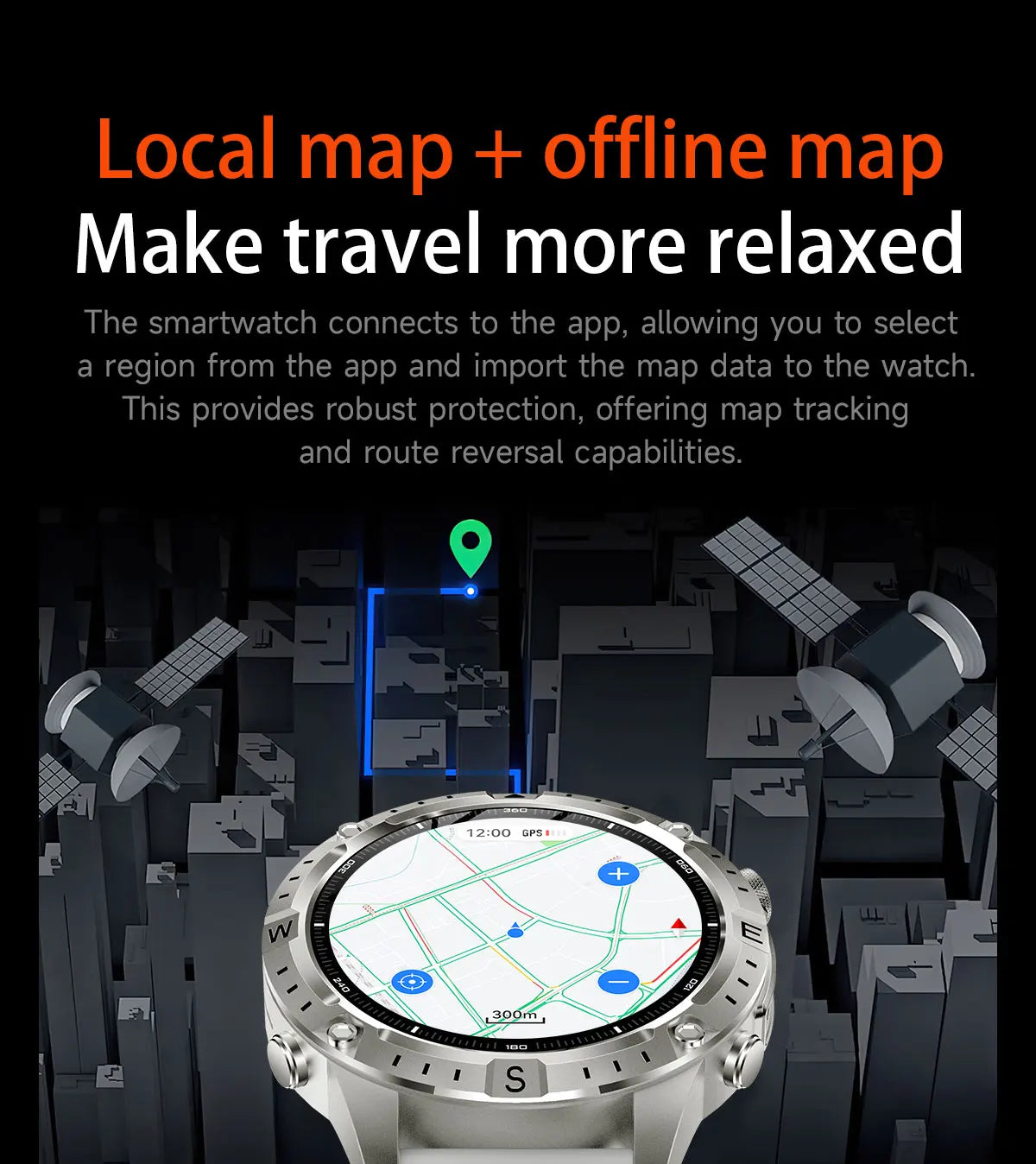 New Outdoor Offline GPS Map Smart Watch 2GB Memory AI Chat GPT Bluetooth Call 3ATM Waterproof AMOLED HD Men Sports Smartwatches