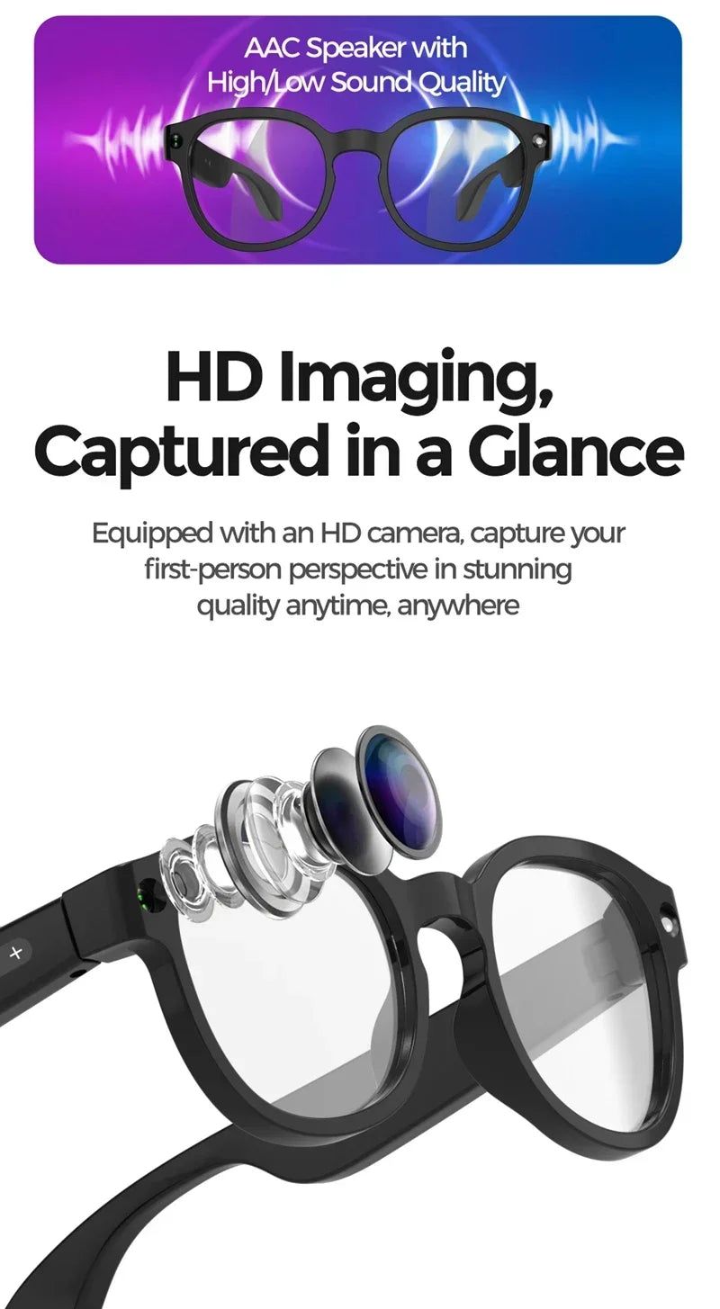 Lenovo 8K AI Glasses New AI Translation 1200MP HD Camera Shooting Image Bluetooth Call Recording Music AI Smart Sunglasses 2026