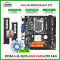 B75 M-I mini ITX Desktop Motherboard LGA 1155 Set with Core I5 3570 CPU 8GB (2*4GB)1600MHz DDR3 PC Memory and Cooler Kit Set b75