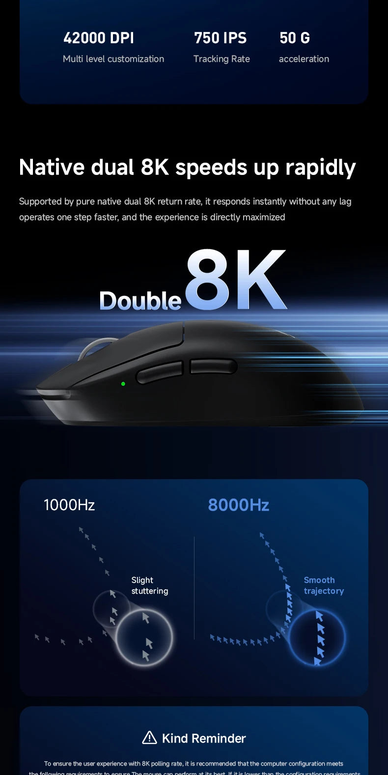 MCHOSE A7 V2 Ultra / Pro Lightweight Wireless Gaming Mouse Dual 8000Hz PAW3950 TI 42000DPI Mice For PC E-sports Gamer