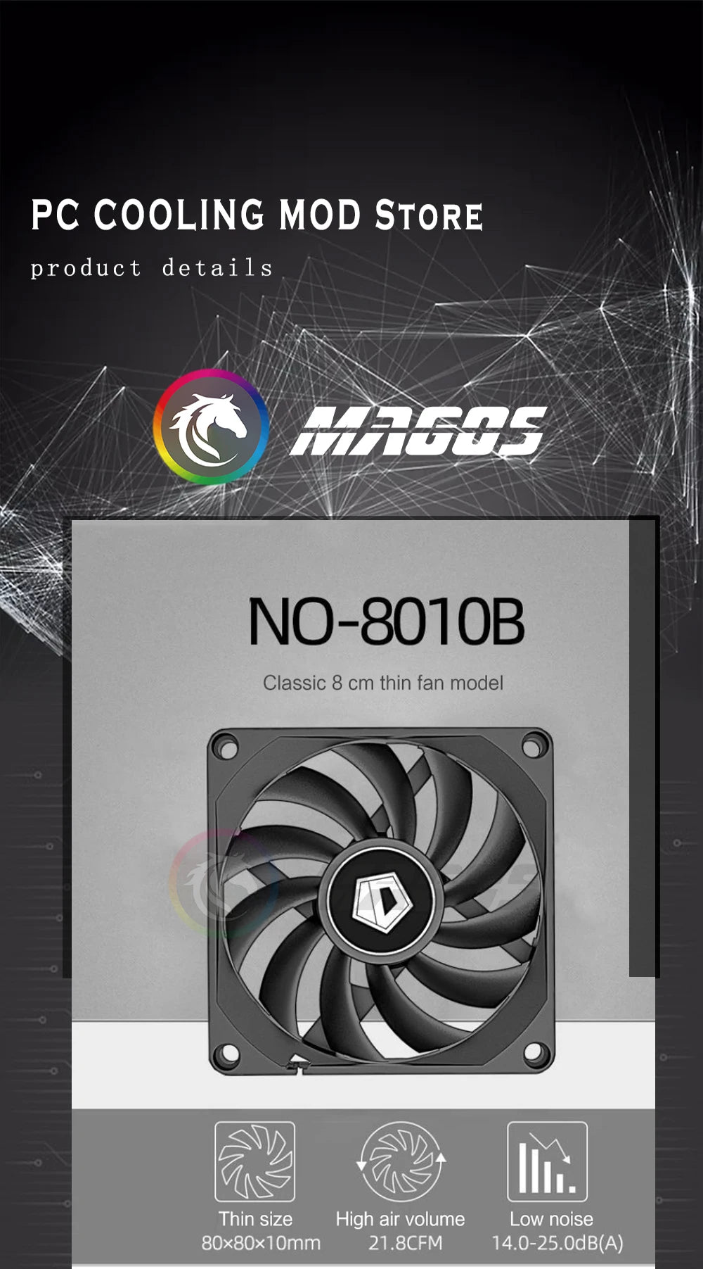8010 80mmCase Fan Ultra Slim ,White/ Black,10MM Ultra-Thin PWM Temperature Control 8CM Computer CPU Cooling Fan,