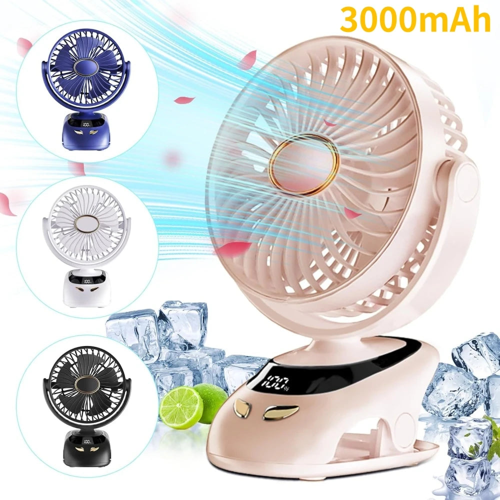 Small Desk Clip On Fan, Portable Personal USB Clip Fan For Home Office Travel Bed Stroller Camping Outdoor Golf Cart Fan