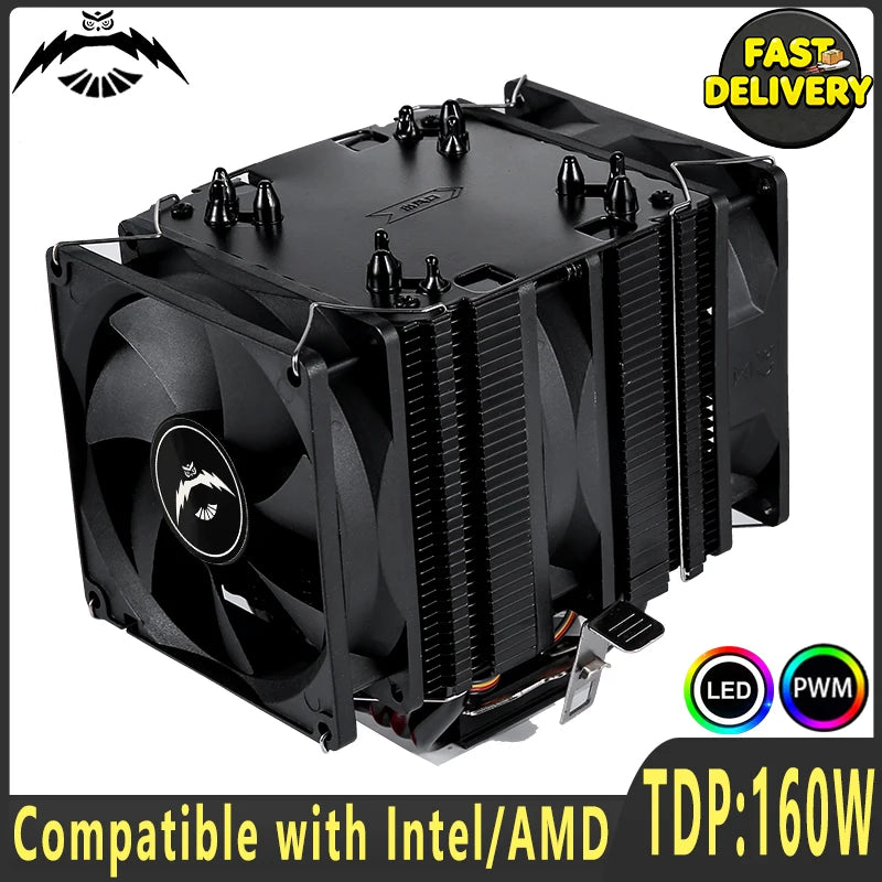 Zero-Distance Direct Touch Cooler Compatible i5 i7 AM3 AMD x79 x99 LGA2011-3 115x 1700 18xx Twin Towers 6 Heat Pipe Cpu Fan 90mm