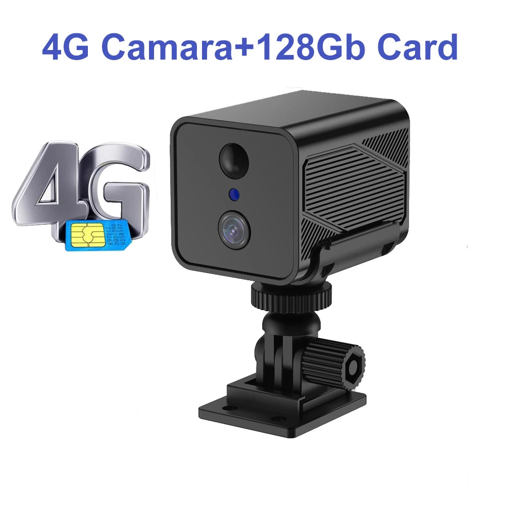 Mini 4G SIM/ WIFI Indoor Security Built-in Battery Power Wide Angle Humanoid Detection CCTV Home Surveillance Network IP Camera
