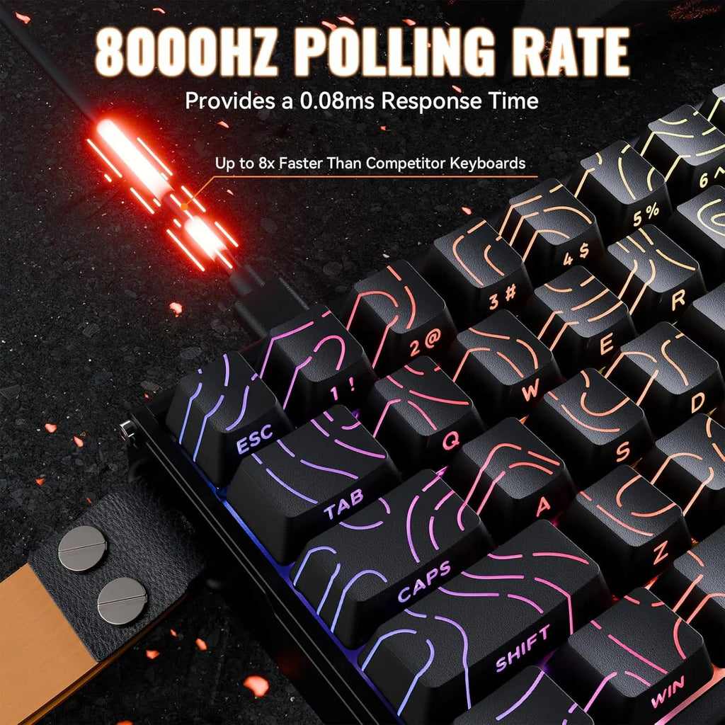 ATTACK SHARK X68MAX HE Rapid Trigger Wired Aluminum Gaming Keyboard,0.005mm RT Accuracy,Hall Effect Magnetic Switches,8KHz,RGB