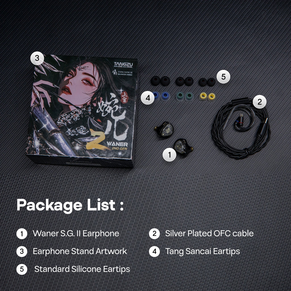 TANGZU Wan'er S.G II 10mm Dynamic Driver with PET Diaphragm IEM Earphones with 3.5mm/4.4mm/Type-C Options