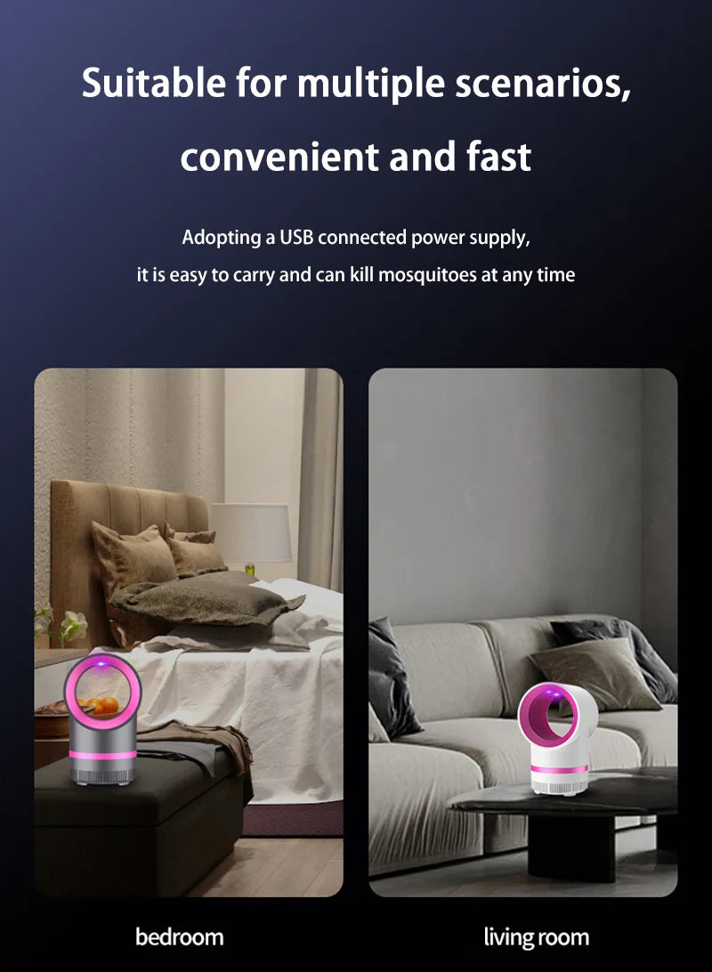 New Plug in Type Mosquito Light Portable Physical Trapping Electric Mosquito Trap Lndoor Mosquito Killer Lamp With USB Cable