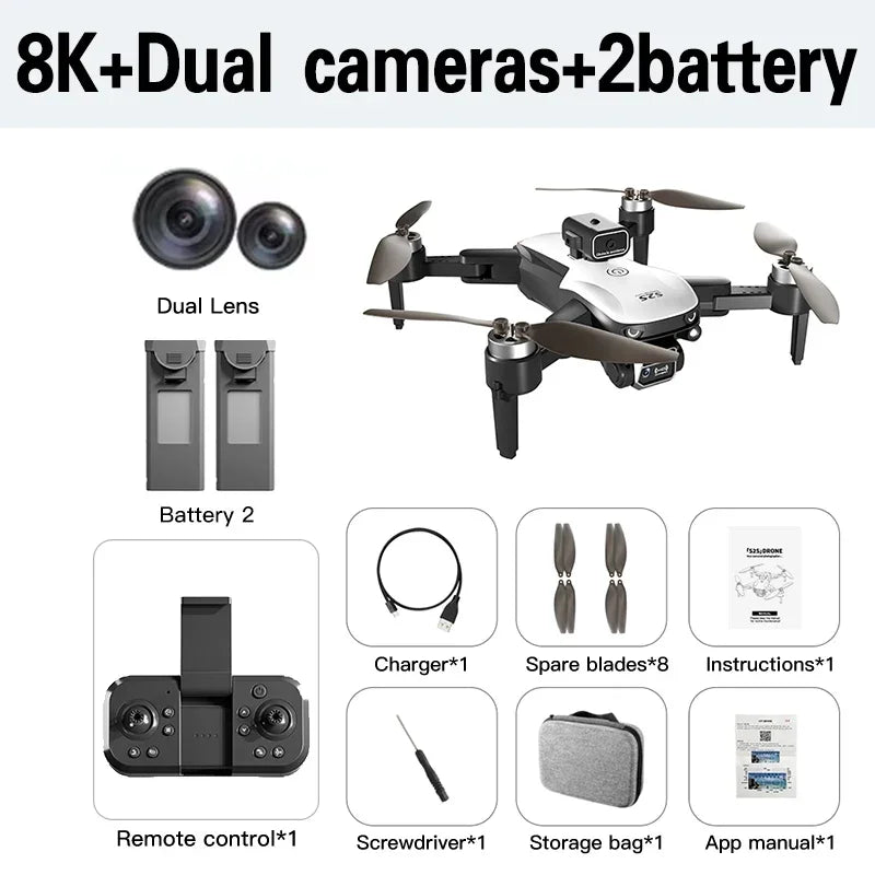 S2S Mini Drone 8K Professional HD Dual Camera Obstacle Avoidance Brushless Motor Foldable Rc Quadcopter Toys Gifts MIJIA