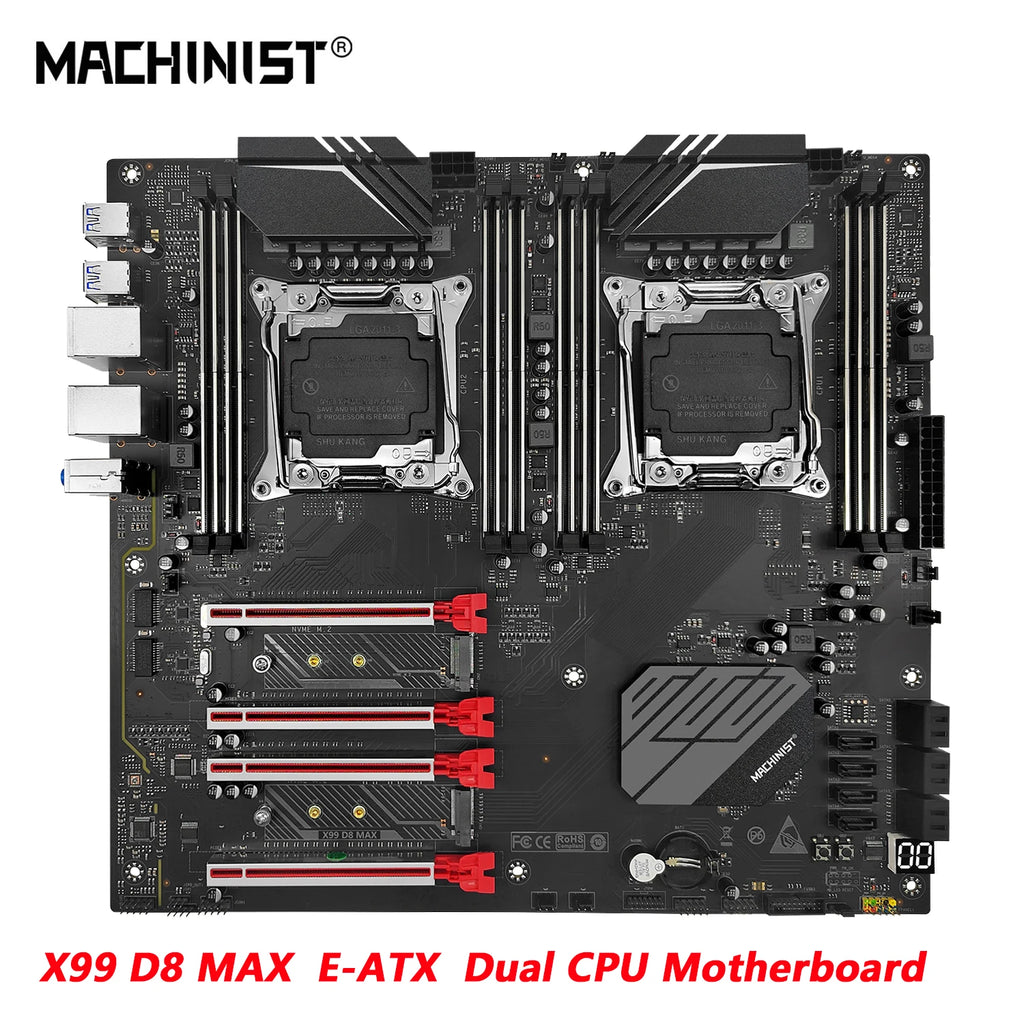 MACHINIST X99 D8 MAX Dual CPU Motherboard Combo Optional Xeon E5 2695 V4 LGA 2011-3 CPU *2 and DDR4 32GB(4*8gb) RAM  TPM2.0