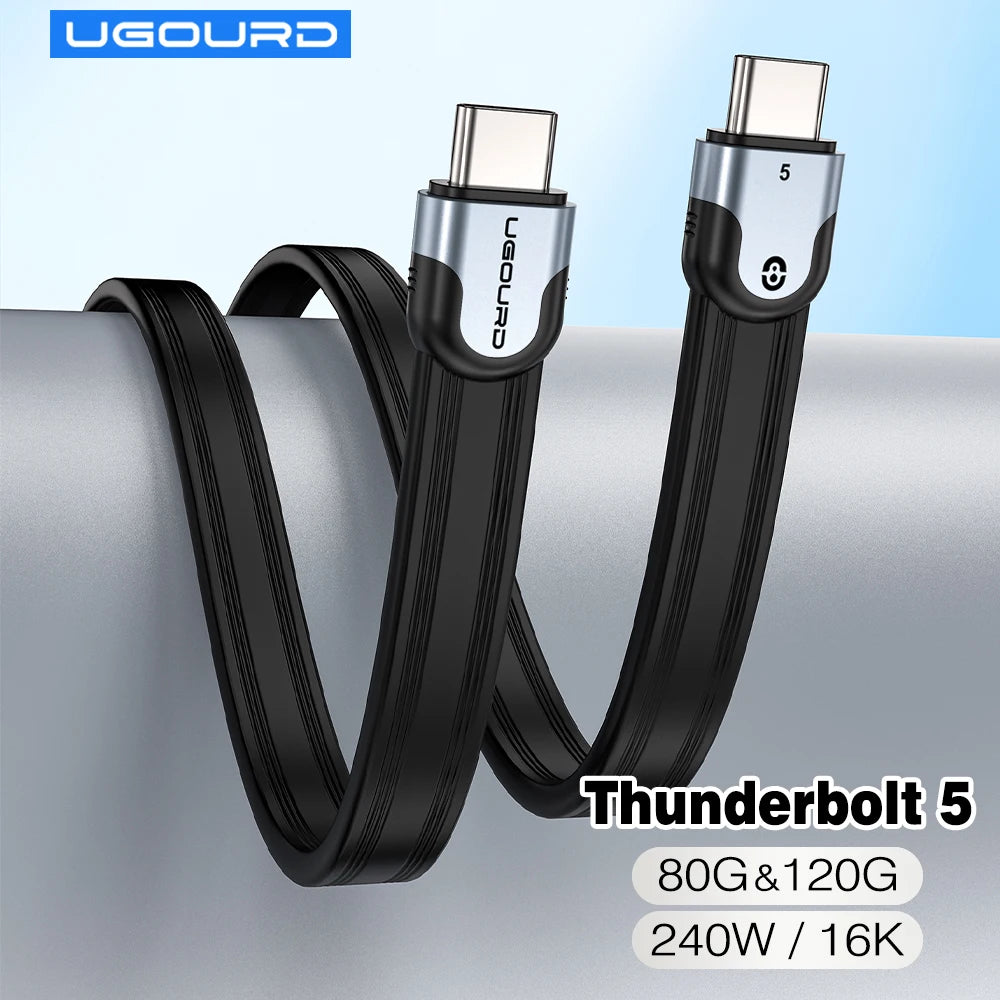 UGOURD Thunderbolt5 80Gbps Cable USB5 USB 4-V2 Type-C Thunderbolt 0.15m 1m 240W Fast Charging Cable For SSD Enclosure USB-C Hub