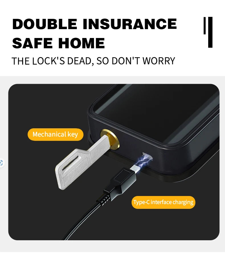 2026 New Smart Door Lock With Bluetooth Compatible Tuya APP Digital Electronic Lock Smart Home Wooden Door Lock Fingerprint