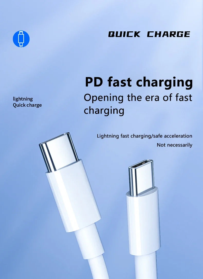 3PCS PD 100W USB C to USB Type C Cable Fast Charge Data Cable For Iphone 15 15Pro Huawei Samsung Xiaomi Data Line White 1M 2M