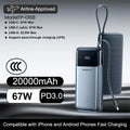 PISEN 240W Power Bank With Fast Charging Cable 27000mAh Portable PD3.1 CCC Powerbank for Laptop Notebook iPhone External Battery