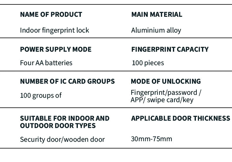 2026 New Smart Door Lock With Bluetooth Compatible Tuya APP Digital Electronic Lock Smart Home Wooden Door Lock Fingerprint