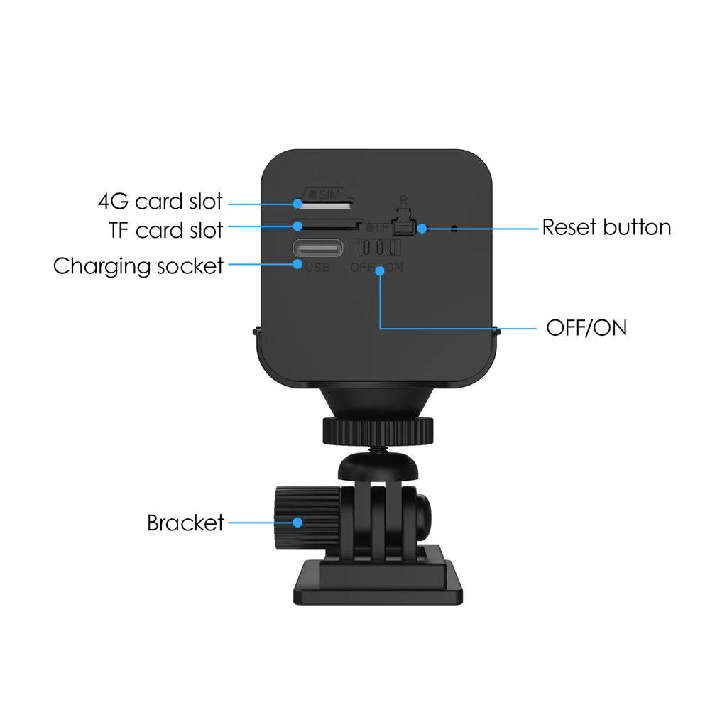 Mini 4G SIM/ WIFI Indoor Security Built-in Battery Power Wide Angle Humanoid Detection CCTV Home Surveillance Network IP Camera