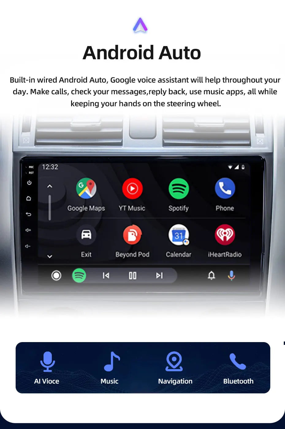 JUNDOF 9" Android Car Stereo Radio for Toyota Corolla 2006 2007 2008 2009 2010 2011 2012 2013 Multimedia Player 2 Din Head Unit