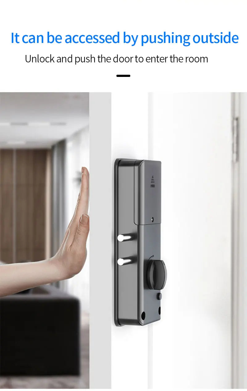 Tuya APP Remotely Control IC Card Lock Invisible Automatic Motor Bolt Lock For Home Wooden Door No Drilling Hole Installation
