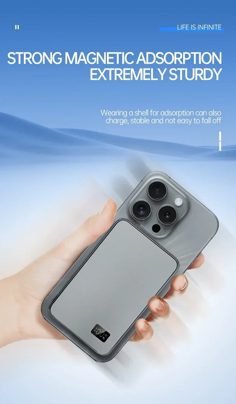 Lenovo CCC Power Bank 50000mAh For MagSafe Slim Magnetic Wireless Power Bank 22.5W External Portable Battery For iPhone Samsung