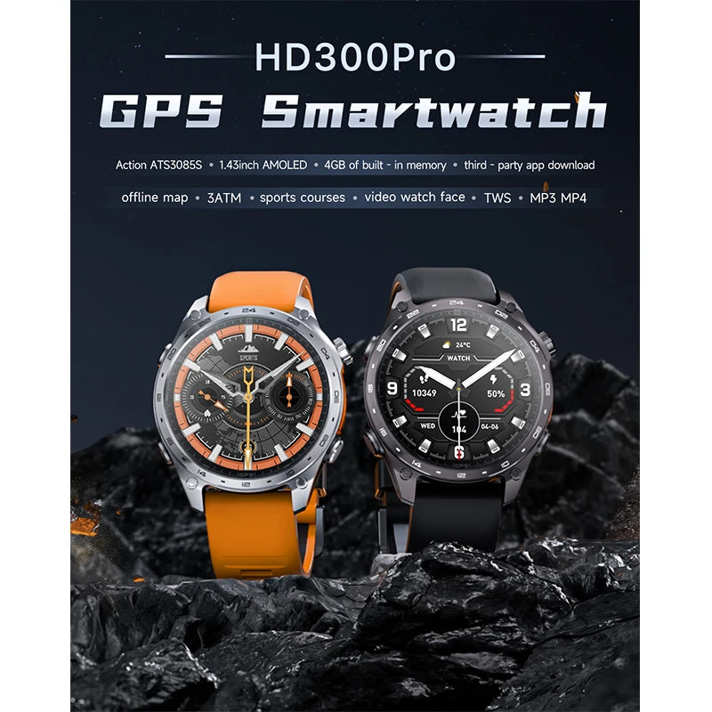 New Military Outdoor Smartwatch Built-in GPS Compass Altimeter 3ATM Waterproof 530mAh BT Call Watches Sports Smart Watch Men