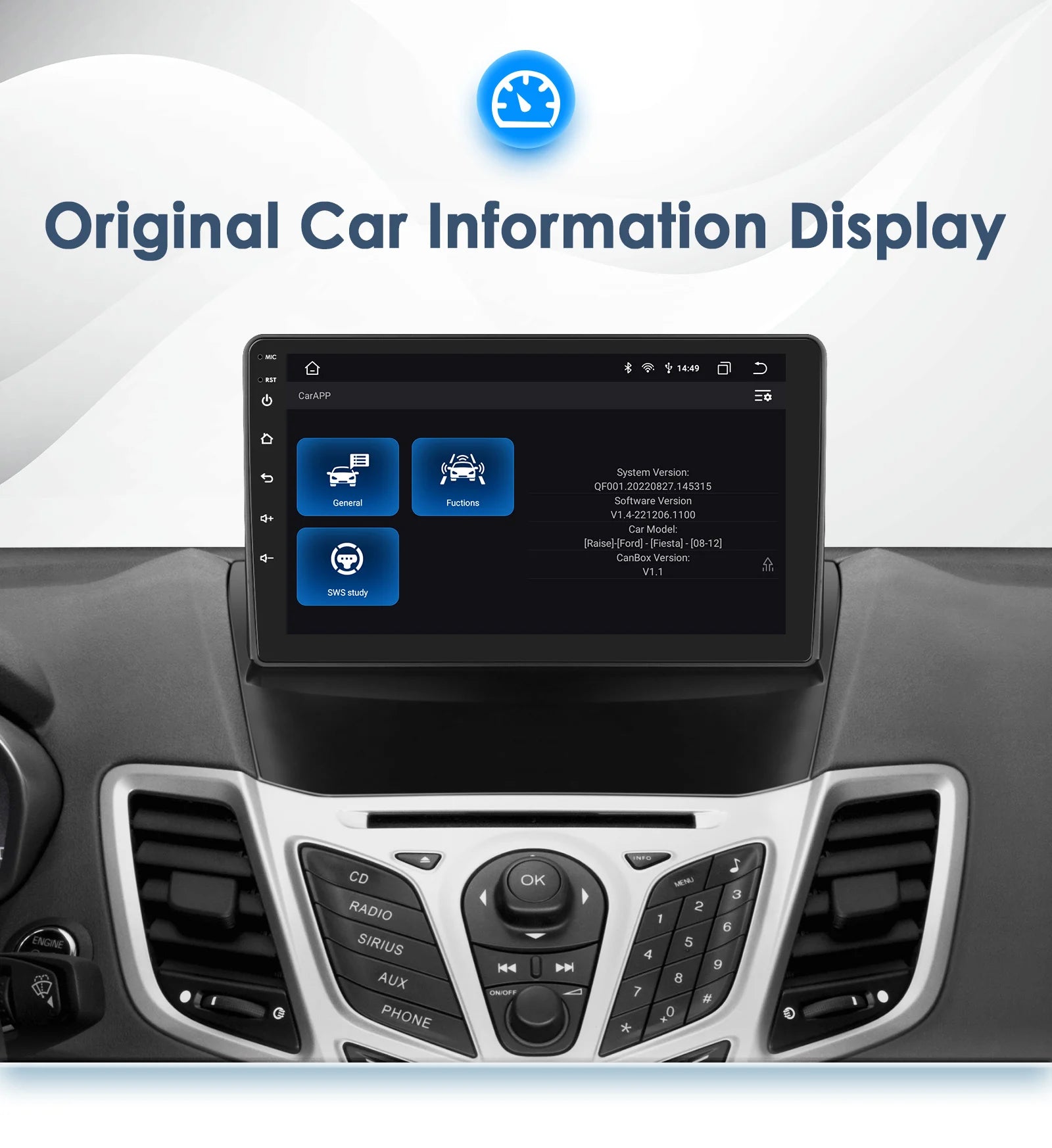 For Ford Fiesta Mk7 2009-2017 Wireless CarPlay for Apple Android Auto Car Radio GPS RDS WiFi 4G 8Core Multimedia Stereo 2din SWC
