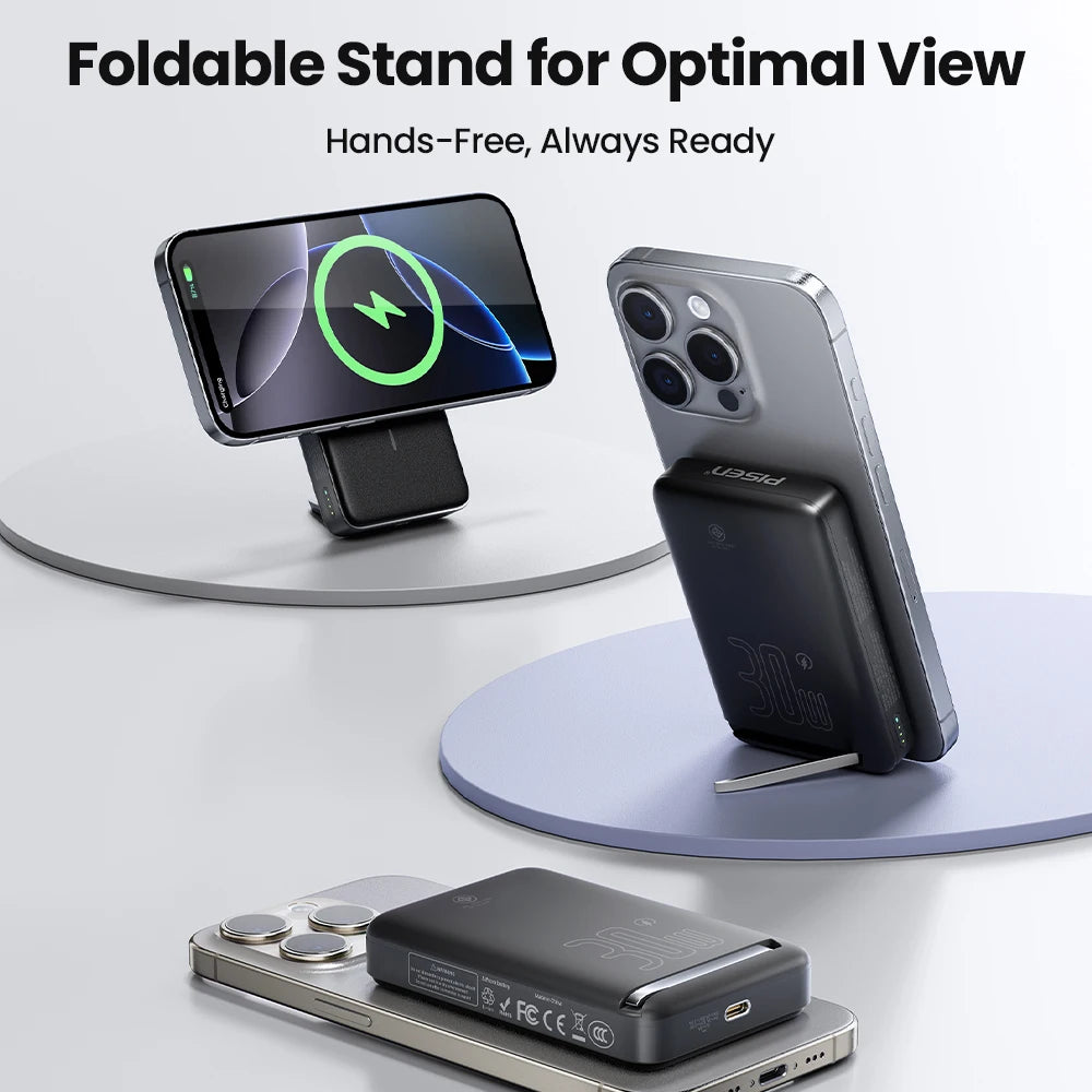 PISEN PD 30W Qi2 15W Wireless Magnetic Power Bank 10000mAh With Stand Fast Charging CCC Powerbank For MagSafe iPhone 17 16 15 14