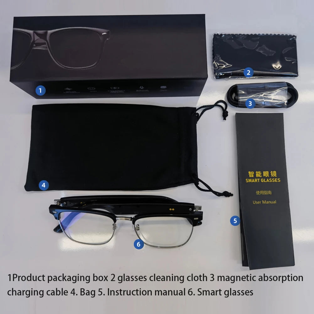 Outdoor Smart BT Glasses AI Voice Assistant Glasses Open Ear Sound Mic and Speakers Sport Glasses Touch Control Sunglasses