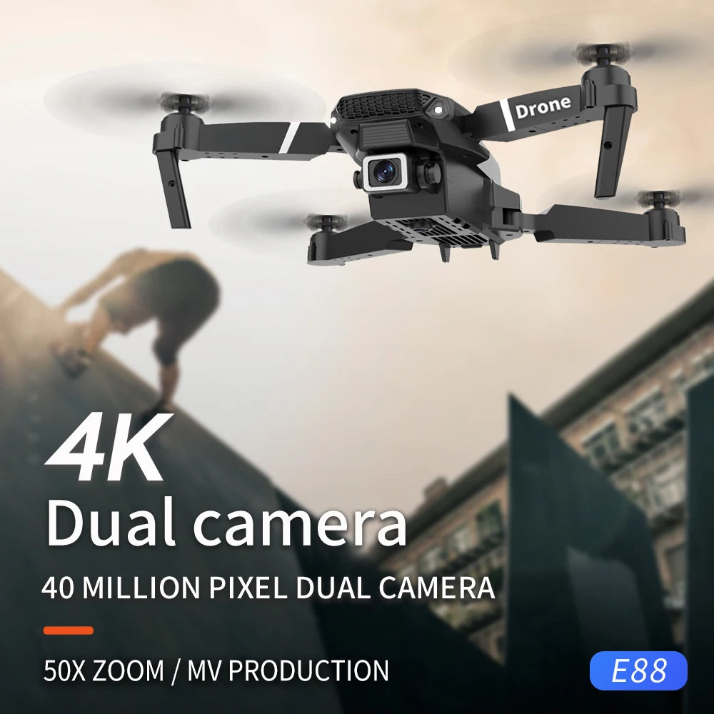 Hot Selling E88 Professional Mini RC Drone 4K Camera FPV Wifi Remote Control Toys for Beginners Quadcopter with HD Camera