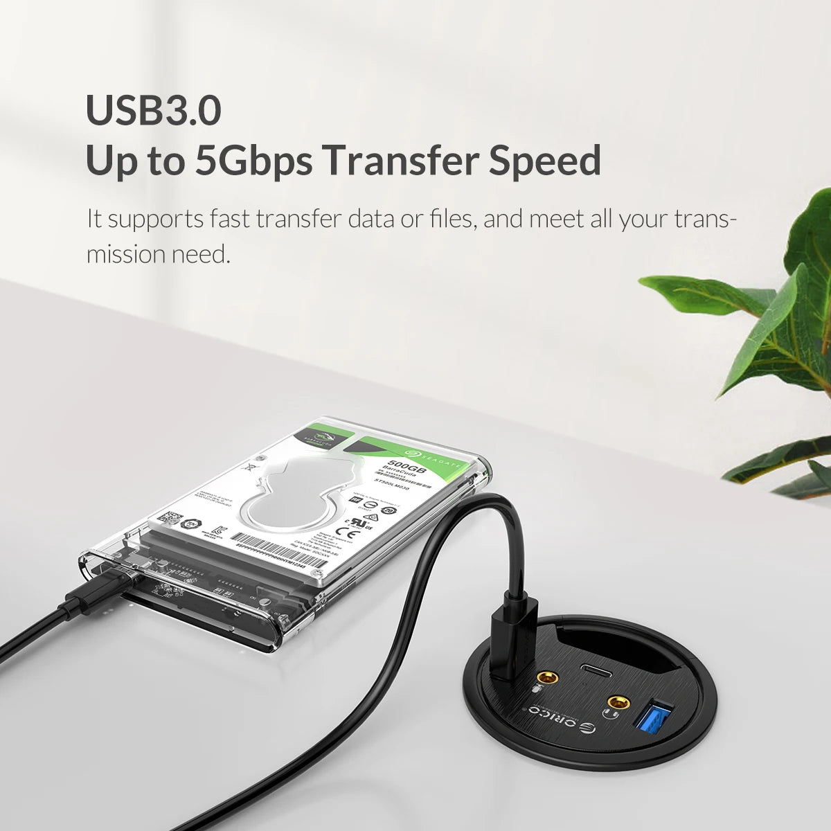 ORICO 5Gbps High-Speed USB HUB Splitter Multi Desktop Grommet USB 3.0 Ports Desk Mount Adapter for PC Tablet Phone High Quality