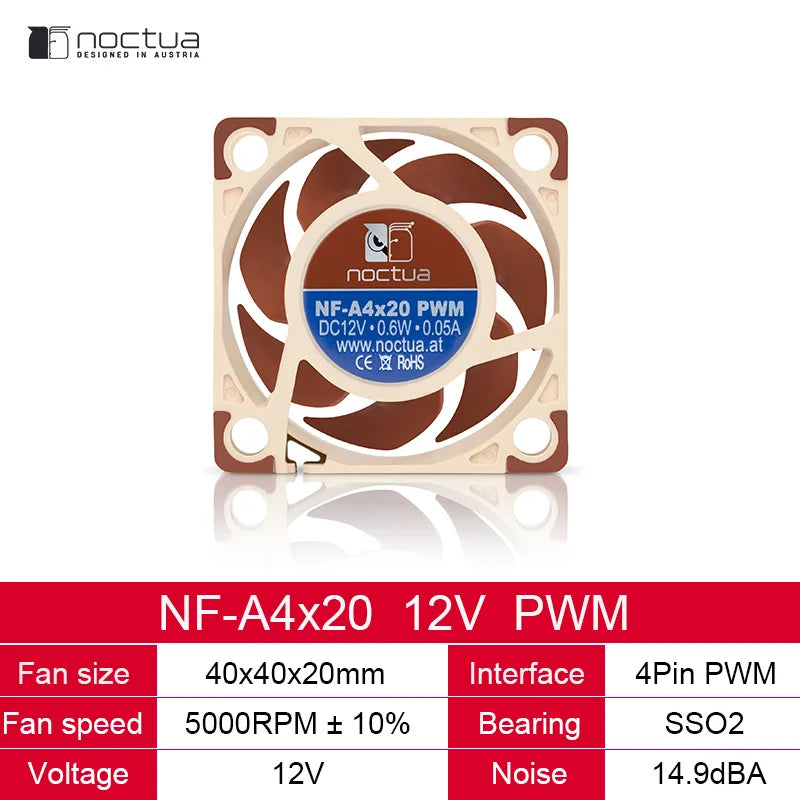 Noctua NF-A4x20 40mm CPU Cooler Fan 12V 5V PWM/FLX CPU Cooling Fan Chassis Radiator Replace Case Fans