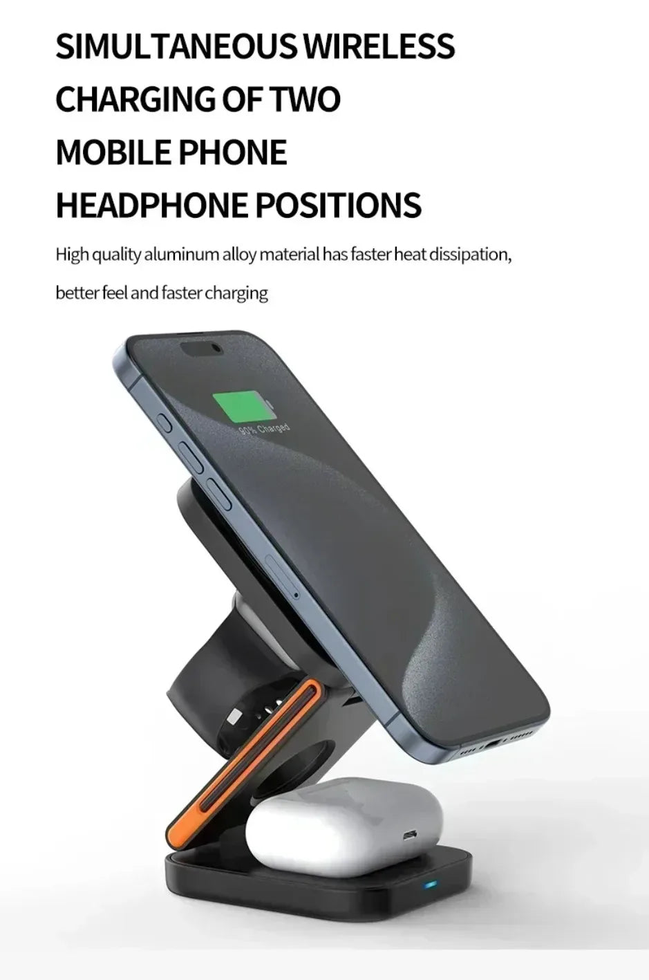 XIKCU 3 in 1 Foldable Charging Station Fast Magnetic Wireless Charger Stand for iPhone 16-12 Apple Watch 9 8 7 6 Airpods Pro