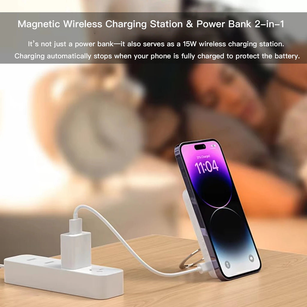 10000mAh Magnetic Power Bank for MagSafe,Wireless Fast Charger Stand 20W Portable Slim Mini External Battery For iPhone Samsung