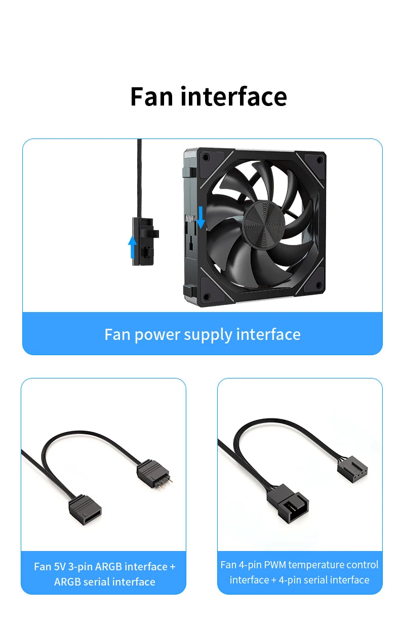 TEUCER JM-5 3-in-1 ARGB PC Fan 800-2000RPM Case Fan Compatible with 240 360 Water Cooling Radiator Wireless Cooling Fan Kit