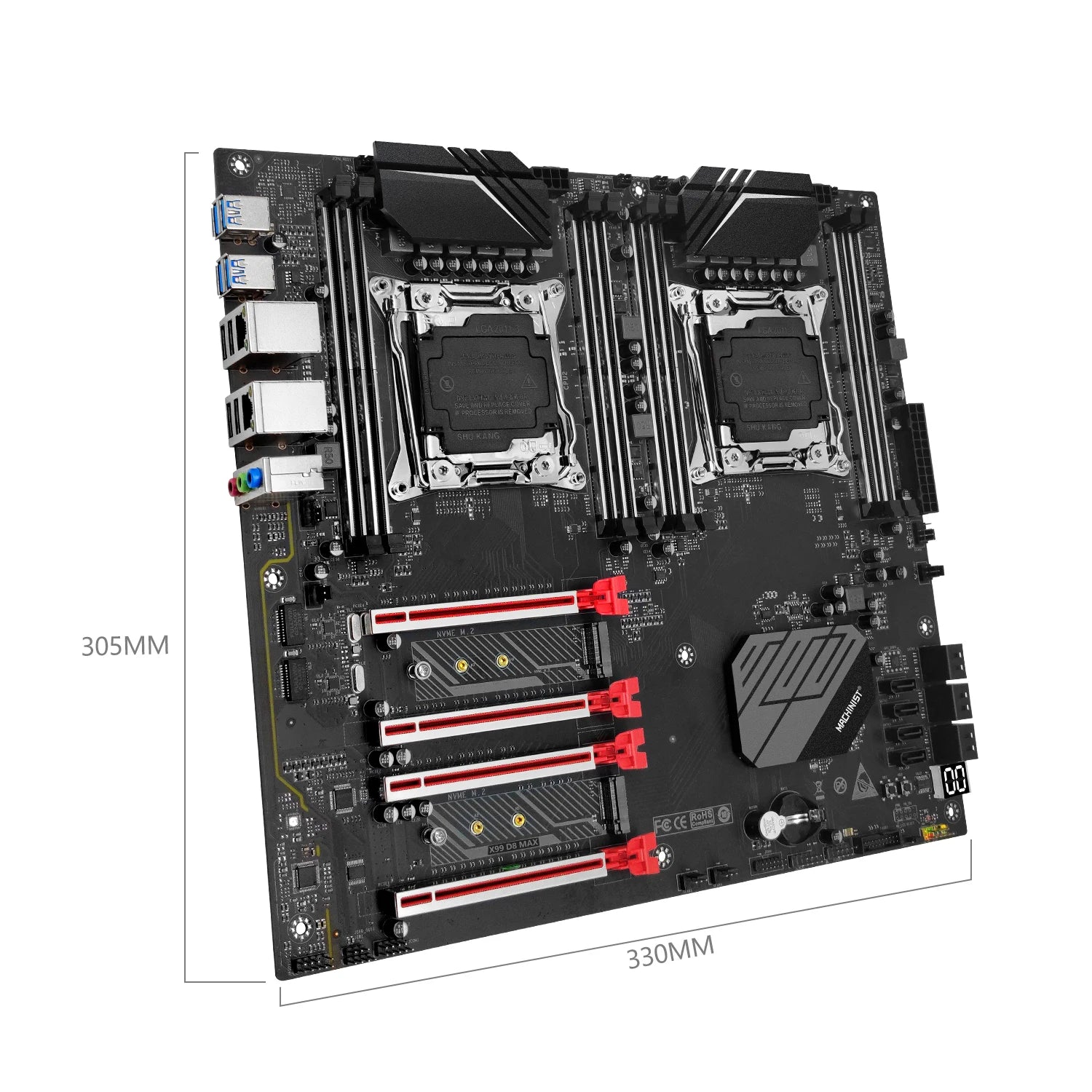 MACHINIST X99 D8 MAX Dual CPU Motherboard Combo Optional Xeon E5 2695 V4 LGA 2011-3 CPU *2 and DDR4 32GB(4*8gb) RAM  TPM2.0