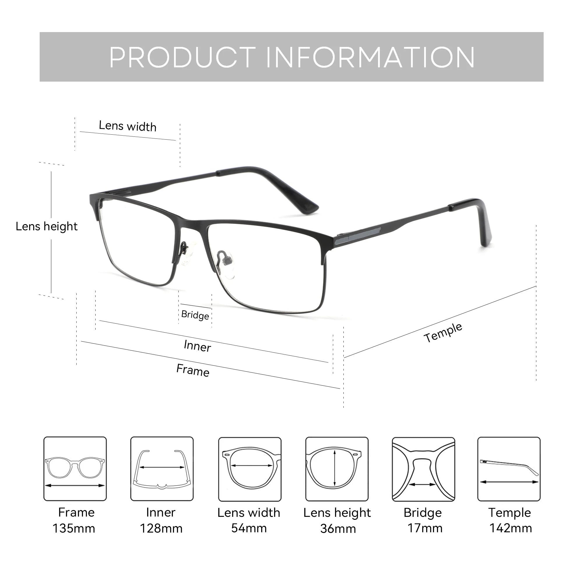 ZENOTTIC Titanium Progressive Prescription Glasses Men Square Anti Blue Light Photochromic Eyewear Optical Myopia Eyeglasses