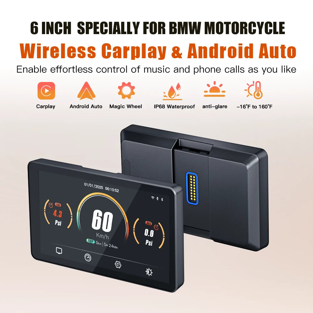 CARABC 6" MB6 Motorcycle Navigation Wireless Carplay Android Auto For BMW  R1300GS S1000 XRF750GS XR M1000 R1200GS R1250GS