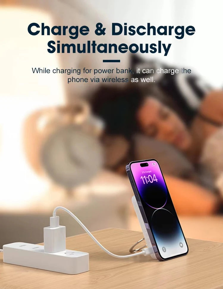 10000mAh Magnetic Power Bank for MagSafe,Wireless Fast Charger Stand 20W Portable Slim Mini External Battery For iPhone Samsung