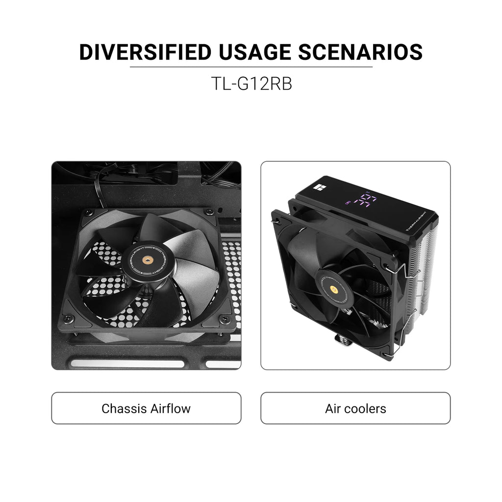Thermalright 120mm Case Fan TL-G12/G12B/G12RB CPU Cooling Fan 120mm Silent-Balance Fan Reverse Airflow Design Fan